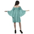 thumbnail image 5 of Moomaya Turquoise Green Womens Off Shoulder Summer Beach Dress Cotton Vacation Dress With Bell Sleeves - S, 5 of 7