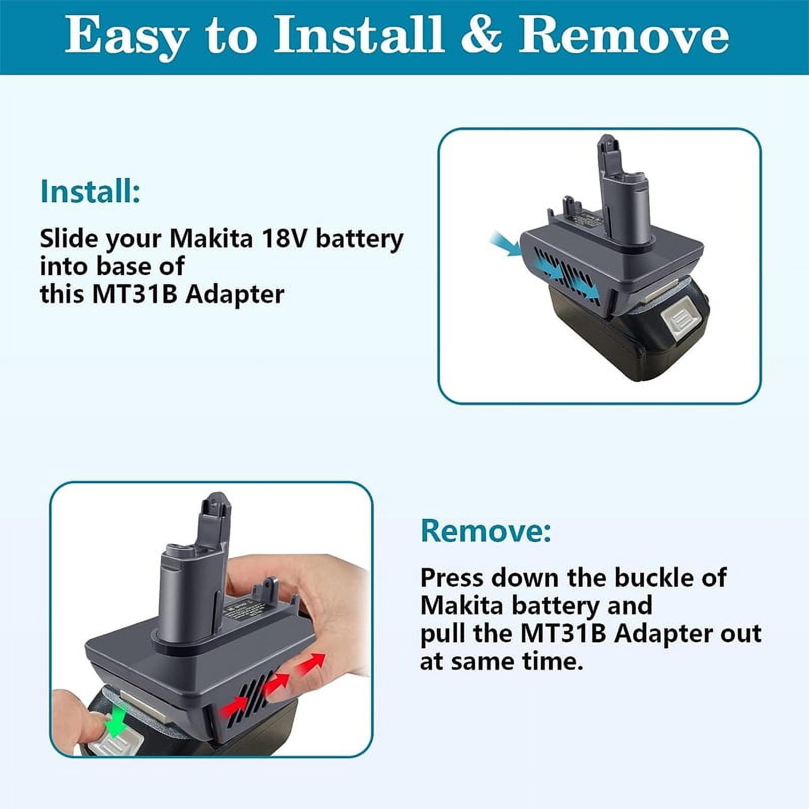 Battery Adapter For Dyson Type A / Type B DC31 DC35 DC44 Animal Vacuum Cleaner for Makita/Dewalt/Milwaukee/Bosch 18V Li-ion Battery