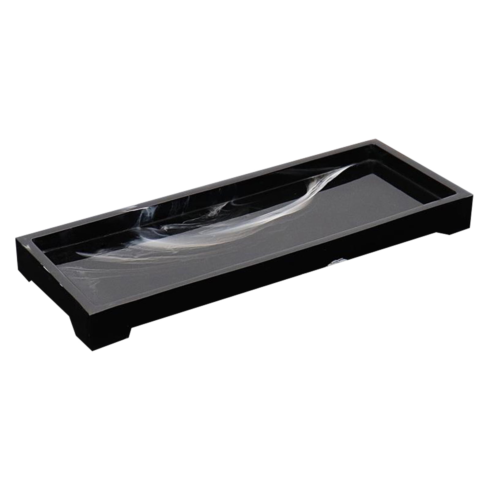 Marbling Resin Bath Bathroom Long Vanity Decorative Tray Display Tray Organizer Black - Walmart.com