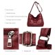 thumbnail image 5 of Bolsa Bolso bandolera de celosía de color puro retro Bolsos de hombro de nylon para mujer (rojo vino) JShteea Para Estrenar, 5 of 7