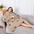 thumbnail image 5 of Oversized Wearable Blanket Hoodie,Beige Football and Stars Pattern Sherpa Blanket Hoodie with Super Pockets,Super Warm Fuzzy Pullover for Women & Men, 5 of 6