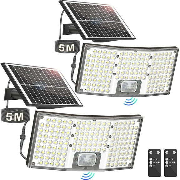 Nordic Hygge Solar Flood Lights Outdoor Motion Sensor, 2 Pack