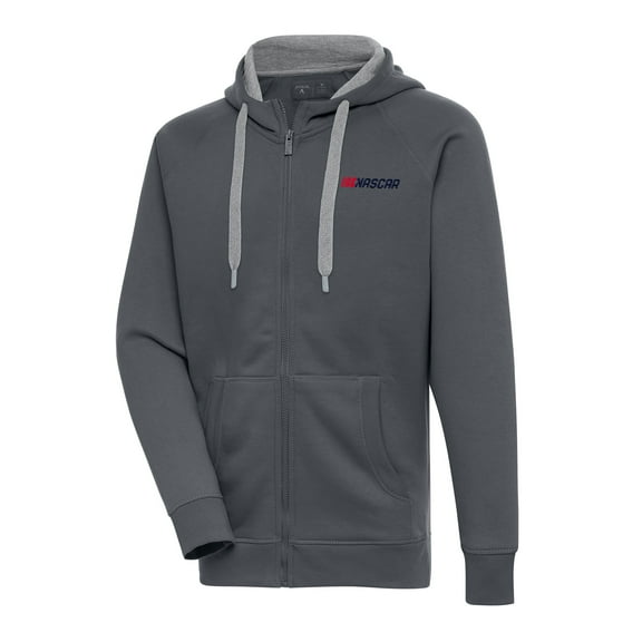 Men's Antigua Charcoal NASCAR Patriotic Victory Full-Zip Hoodie