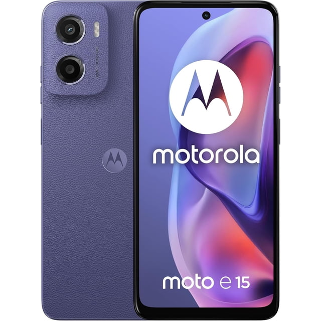 Refurbished Motorola Moto E15 4G - 64GB - Fresh Lavender - 32MP Rear & 8MP Front Camera - Fully Unlocked Smartphone - Excellent Condition