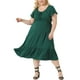 thumbnail image 2 of Vestido Plus Size Agnes Orinda para Mujeres con Mangas Cortas, Escote Corazón, Volantes, Lazo, Maxi Largo 3X Verde Oscuro, 2 of 6