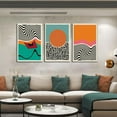 thumbnail image 4 of 3Pcs Boho Mid Century Modern Canvas Wall Art Abstract Color Block Geometric Posters Prints Colorful Simple Line Wall Decor Pictures for Living Room Bedroom Home Decoration Und, 4 of 7