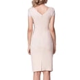 thumbnail image 4 of ROMANCE VICTORY Women's Floral Lace Patch Round Neck Ruched Bodycon Pencil Dress, 4 of 10