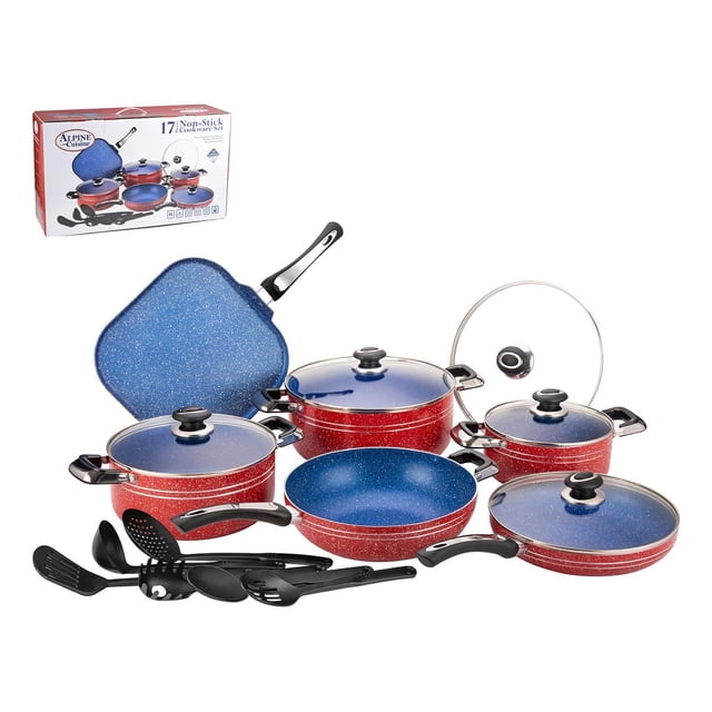 Batería 17 Piezas Alpine Antiadherente Con Comal Y Utensilios