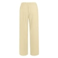 thumbnail image 4 of Lumtrix Linen Pants Women Drawstring Wide Leg Trousers Straight Casual Pleated Pants Cotton Summer Lounge Pant With Pockets Earthy Yellow 3XL, 4 of 4