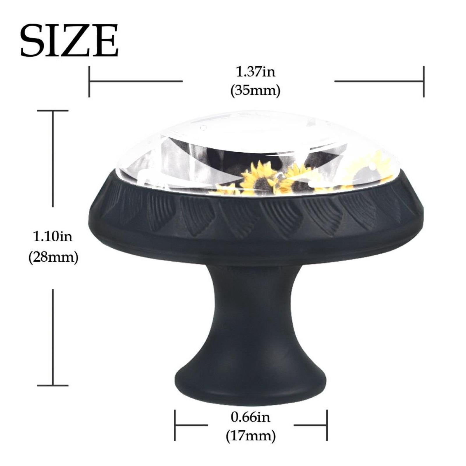 4 Pcs Cow and Sunflower Knobs for Kitchen Cabinet Cupboard Dresser Bookcase Drawer Pulls Handles Round Home Decor