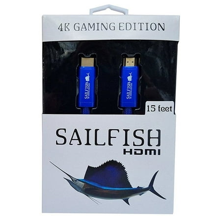 Sailfish HDMI cable 2.0 - 4K Gaming Edition Designed for Xbox One & PS4 Pro (15 Feet, Blue)