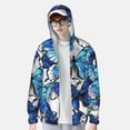 thumbnail image 2 of Kdxio Blue and White Butterflies Print Women Men Sun Protection UPF 50+ Jackets Zip Up Long Sleeve Hoodie Hiking Lightweight with Pockets, 2 of 7