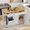White, variant on Garvee 60" Mobile Island Table with Power Outlet & Drop Leafs, Kitchen Rolling Island with Spice Rack & Towel Rack, Knife Holders, Kitchen Island Cart with Trash Storage Cabinet Black