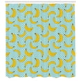 thumbnail image 3 of Yellow and Blue Shower Curtain, Polka Dots Background with Bananas Tropical Fruit Cartoon, Fabric Bathroom Set with Hooks, 69W X 70L Inches, Baby Blue Yellow and White, by Ambesonne, 3 of 3