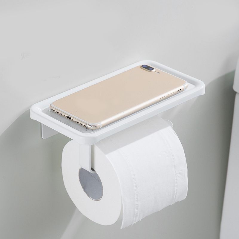 Toilet Paper Holder with Shelf Tissue Holder for Bathroom Roll Paper Holder Wall Mount Punch