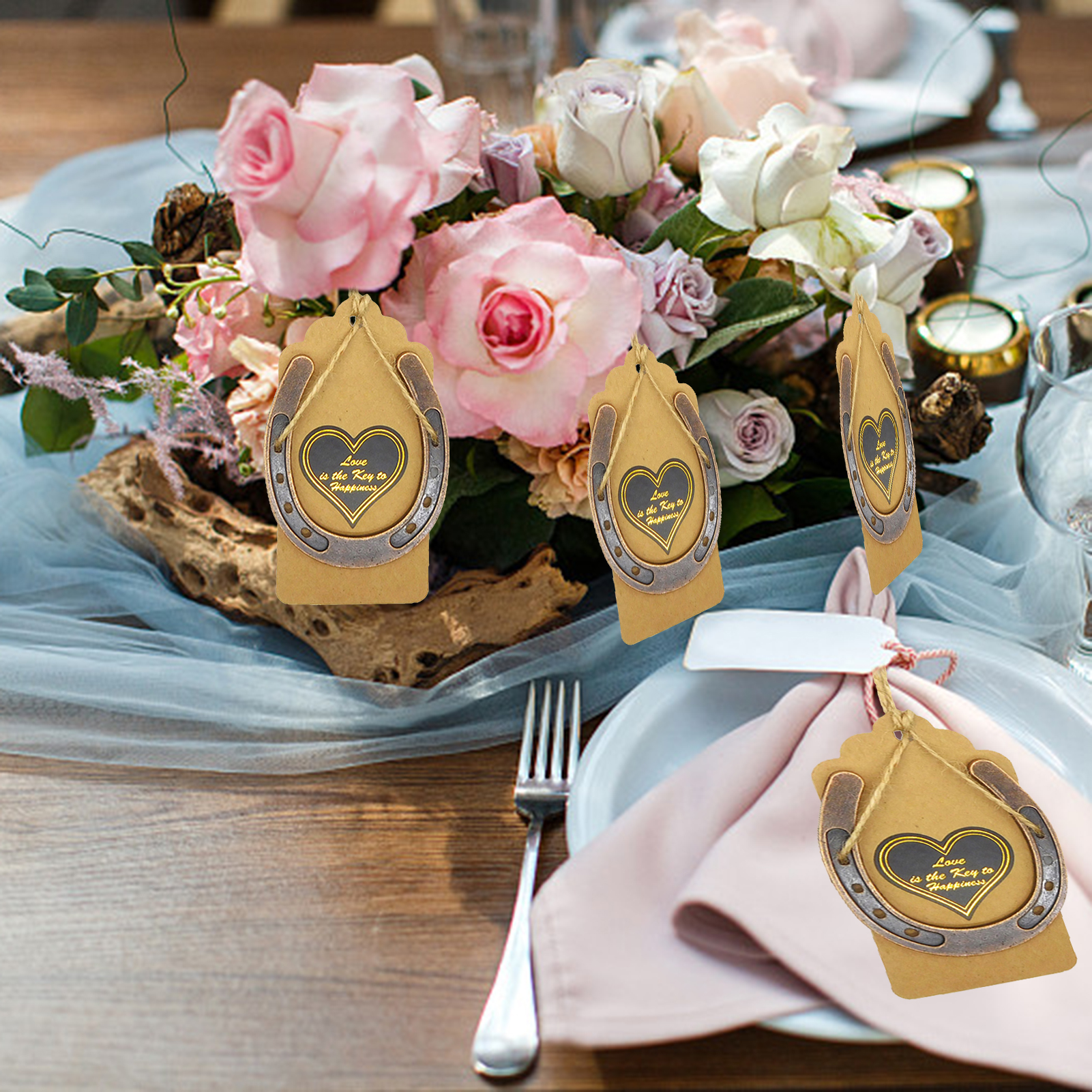 Yesbay 10 Pcs DIY Blank Cards Festive Retro Wedding Table Centerpieces