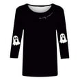 thumbnail image 4 of Ounisa Halloween Womens 3/4 Length Sleeve Tops Round Neck Loose Cute Tee Shirts Dressy Casual Print Blouses Tunic, 4 of 4