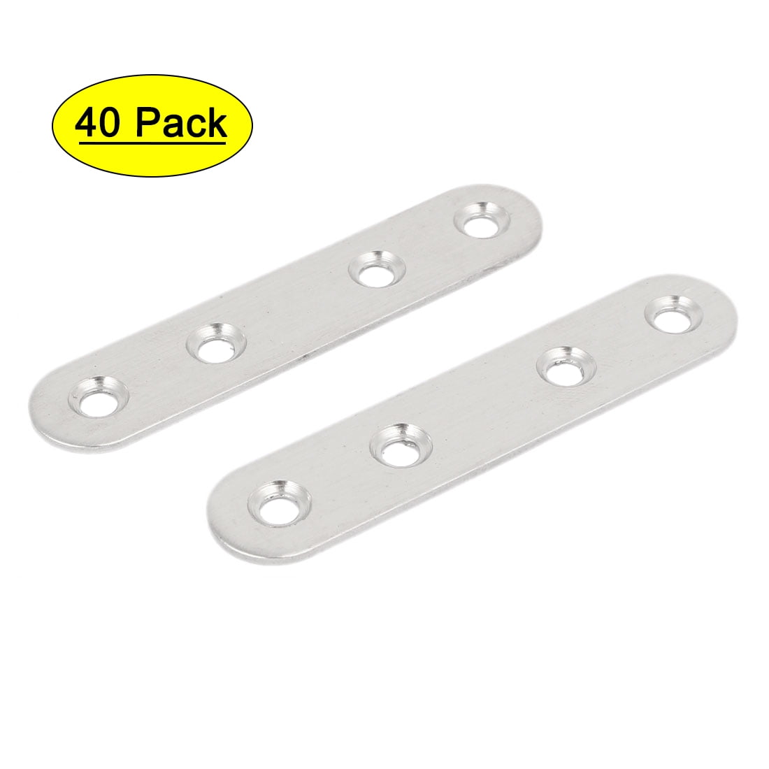 Uxcell 80mm x 17mm x 2mm Stainless Steel Brace Bracket Flat Mending Repair Plate 40pcs