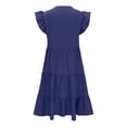 thumbnail image 4 of Gspmoly Robes d'Été pour Femmes 2025, Mode Femmes Été Décontracté Col en V à Volants Manches Courtes Robe Unie Robes de Vacances pour Femmes Économies d'Été, 4 of 5
