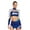 Navy Blue, variant on Women Two Pieces Outfits Cheerleading Uniform Long Sleeve Cross Straps Crop Tops & Skirt Dancewear Navy Blue XXL