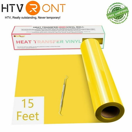 HTVRONT 12" x 15FT Heat Transfer Vinyl Yellow HTV Roll Iron on T-Shirts, Clothing and Textiles for HTVRONT