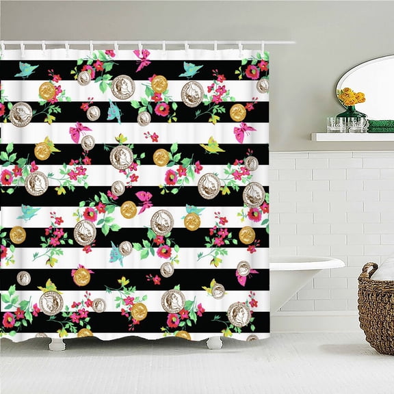 Beautiful Flowers Shower Curtain Bathroom Waterproof Polyester Multi-size Geometry Floral 3D Print Curtains for Bathroom Shower