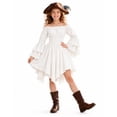 thumbnail image 4 of Girls Dress Off Shoulder Sleeve Smocked Waist Handkerchief Dress For Halloween Cosplay Party(White,9-10 Years), 4 of 5
