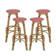 thumbnail image 2 of Wilbur Aluminum and Wicker Outdoor 29.5 Inch Barstools, Set of 4, Red, White, and Bamboo Finish, 2 of 7