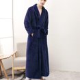 thumbnail image 2 of VANLOFE Unisex Warm Pajamas Household Clothes Solid Bathrobe Lengthened Night-robe Woman's Nightgown Casual Robes Navy Robes Sleepwear for Woman M, 2 of 5