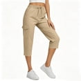 thumbnail image 6 of Noric Women's Summer Casual Cargo Capri Pants High Waisted with Pockets Lightweight Ladies Baggy Cargo Pants for Hiking, 6 of 8