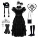 thumbnail image 2 of Miércoles Addams Cos vestido de fiesta de los niños Adams familia negro vestido de gasa vestido de disfraz de Halloween, 2 of 4