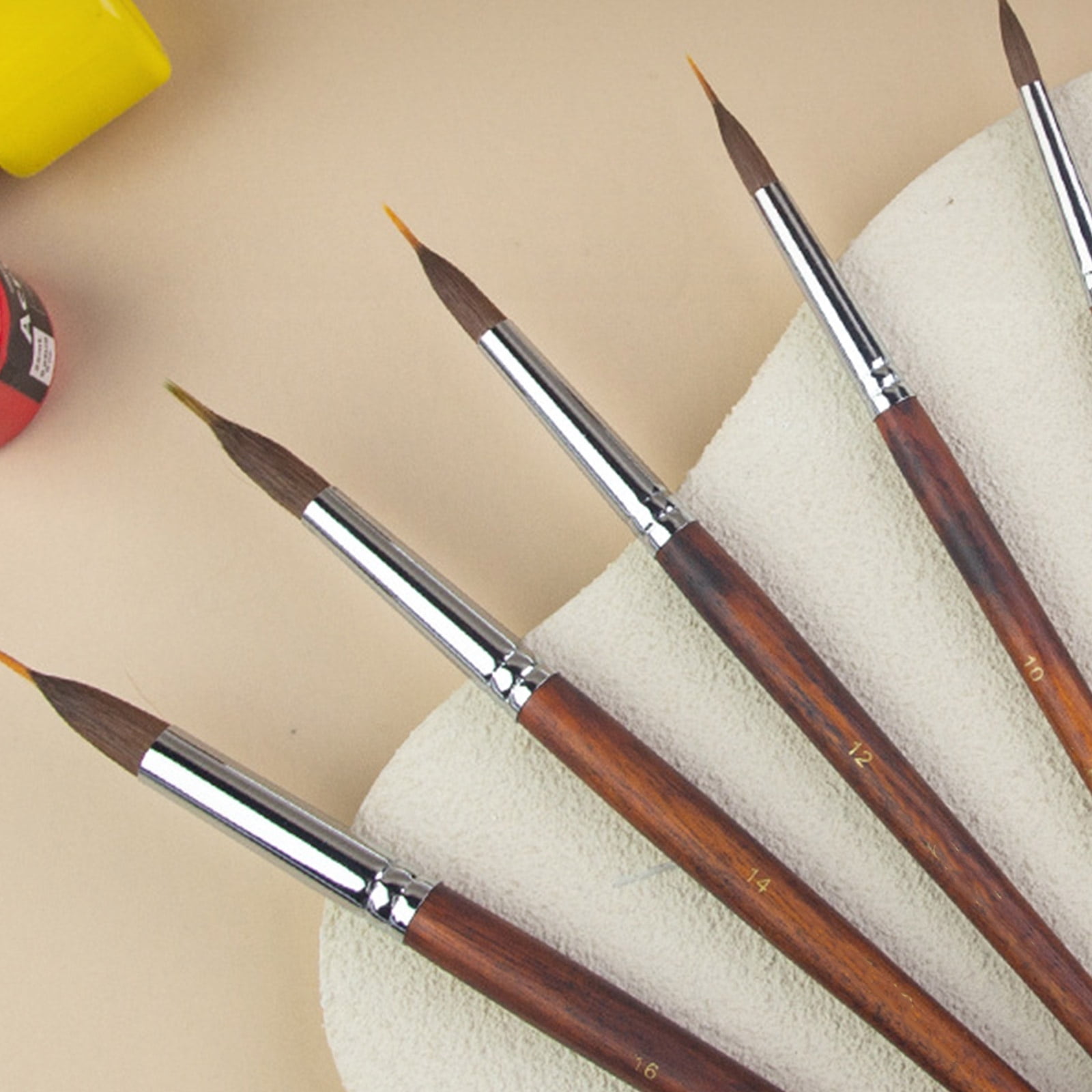 Multipurpose Detail Paint Brush Wooden Handle Miniature Brush for Watercolor Acrylic Gouache Oil and Face Painting