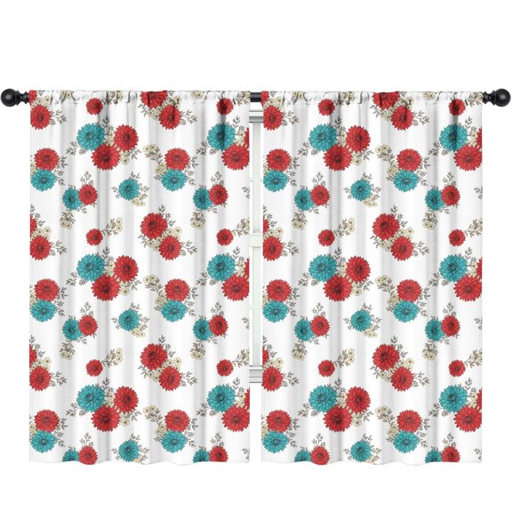 Pioneer Flower Floral Print Pattern Insulated Teens Curtains Set Of 2, Bedroom Essentials, Toddler Room Decor 52"x84"