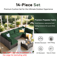 thumbnail image 5 of YLLN 14-Piece Outdoor Sectional Cushions, 4" Thick Patio Replacement Set, Waterproof with Zipper, Washable Seat Cushion for 6-Seat Wicker Rattan Conversation Sets, Dark Green, 5 of 7