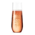 thumbnail image 3 of 48 Pack Stemless Plastic Champagne Flutes Disposable 9 Oz Clear Plastic Toasting Glasses Shatterproof Recyclable and BPA-Free, 3 of 7