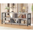 thumbnail image 5 of Farmhouse Open Book Shelf, Wood and Metal Organizer, Modern Low Horizontal Bookshelf for Bedroom Living, Long Wide Office Bookcase with , Rustic ,, 5 of 5