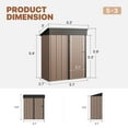 thumbnail image 2 of BaPiPro 5'x3' Outdoor Metal Storage Shed with Base Frame, Waterproof Tool Shed with Lockable Door for Backyard, Patio, Brown, 2 of 11