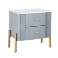 thumbnail image 3 of Christopher Knight Home 2-Drawer Nightstand, Bedside Table with Gold Metal Handles and Legs, Blue, 3 of 10
