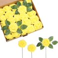 thumbnail image 1 of Flores de rosas artificiales Rosas de espuma artificial Decoración de rosas falsas de apariencia real para el hogar, centros de mesa de ramos de boda de bricolaje amarillo Jormftte CDWJ437-5, 1 of 6