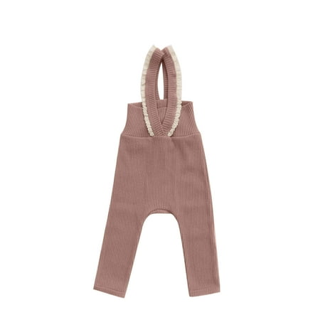 

PINQI Baby Active Joggers Baby Girls Boys Cotton Summer Autumn Ribbed Long Pants Suspender Pants Pull On Pants Casual Pants(Pink 12-18 Months)