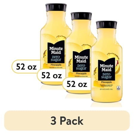 (3 pack) Minute Maid Zero Sugar Pineapple (NC) Bottle, 52 fl oz