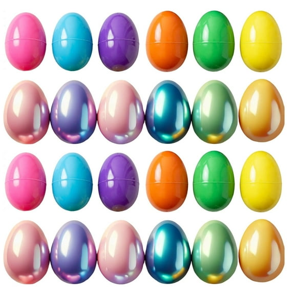 Fillable Plastic Easter Eggs 24 Pack 2.25 inch Solid and Pastel Egg Hunt Prize Basket Stuffer Filler Party Favor Classroom Prize Supplies