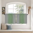 thumbnail image 3 of Green Grey Tier Curtains, Modern Minimalist Solid Vertical Stripes Light Filtering Kitchen Curtains, 2Pcs Rod Pocket Half Window Treatments Panels for Sink Cafe Cabinet Camper 27.5x36 Inches, 3 of 9