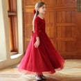 thumbnail image 5 of Byoo Teen Girls' Long Sleeve Sequin Tulle Maxi Dress Solid Satin Waist Formal Gown Piano Recital Dresses for Child,Red, 5 of 5