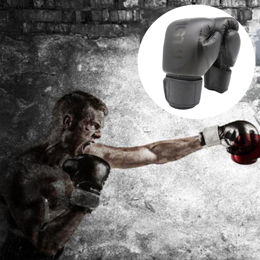 Boxing Gloves MMA Training Thai caseing Thai Sparring Kickboxing Punching Heavy Bag for unisex adult - Black, 14OZ