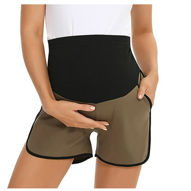 ShomPort Maternity Shorts with Pockets Loose Casual Pregnant Active Shorts Over The Belly Fall Maternity Clothes