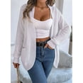 thumbnail image 4 of Womens Long Sleeve Open Front Cardigan Chunky Knit Draped Sweaters Outwear White L, 4 of 9