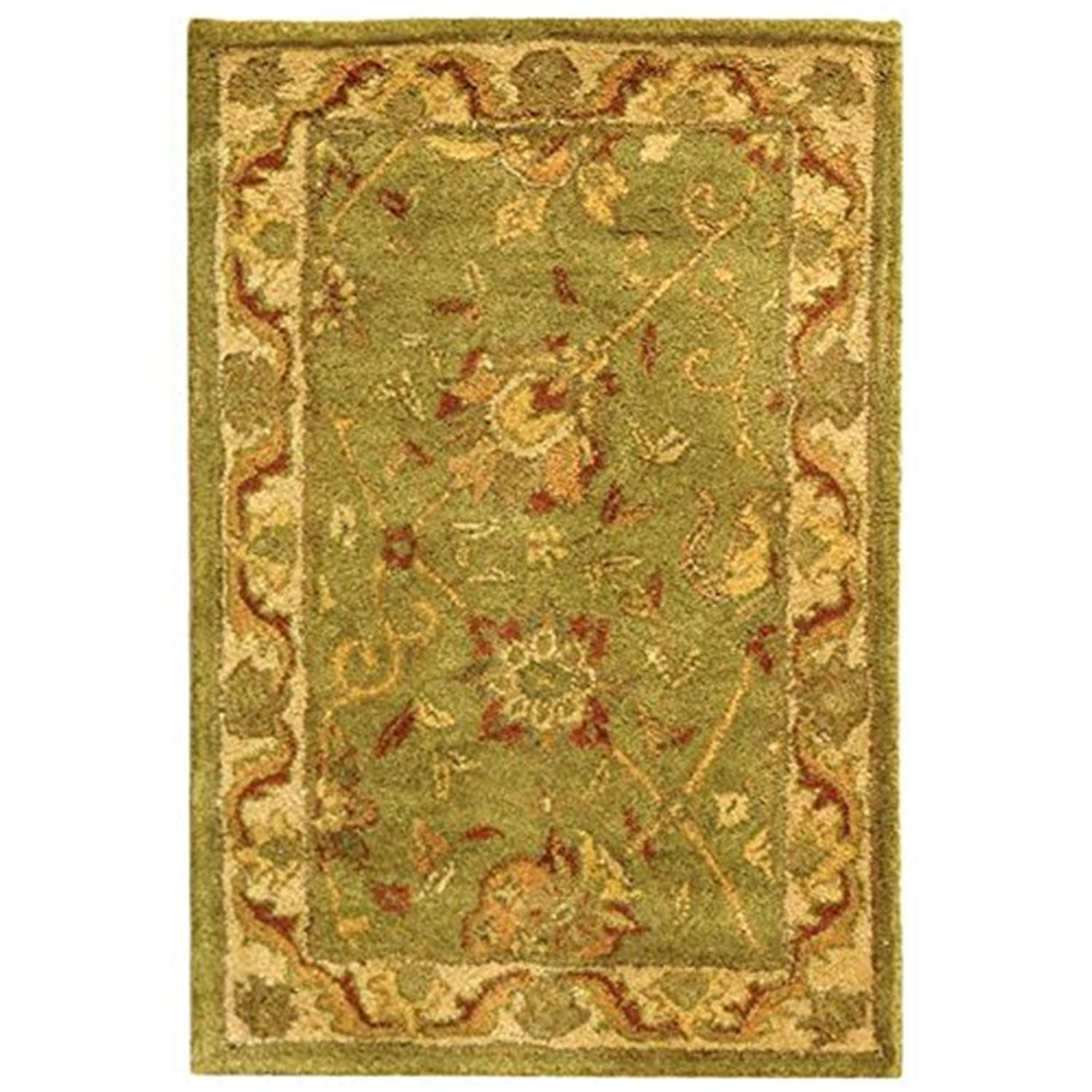 SAFAVIEH Antiquity Lilibeth Traditional Floral Wool Area Rug, Sage, 2' x 3'
