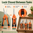 thumbnail image 3 of 3 Pack Pruning Shears Set with Gardening Gloves & Sharpener, Stainless Steel Garden Shears with Safety Lock for Flowers, Herbs, Bonsai & Houseplants, 3 of 7