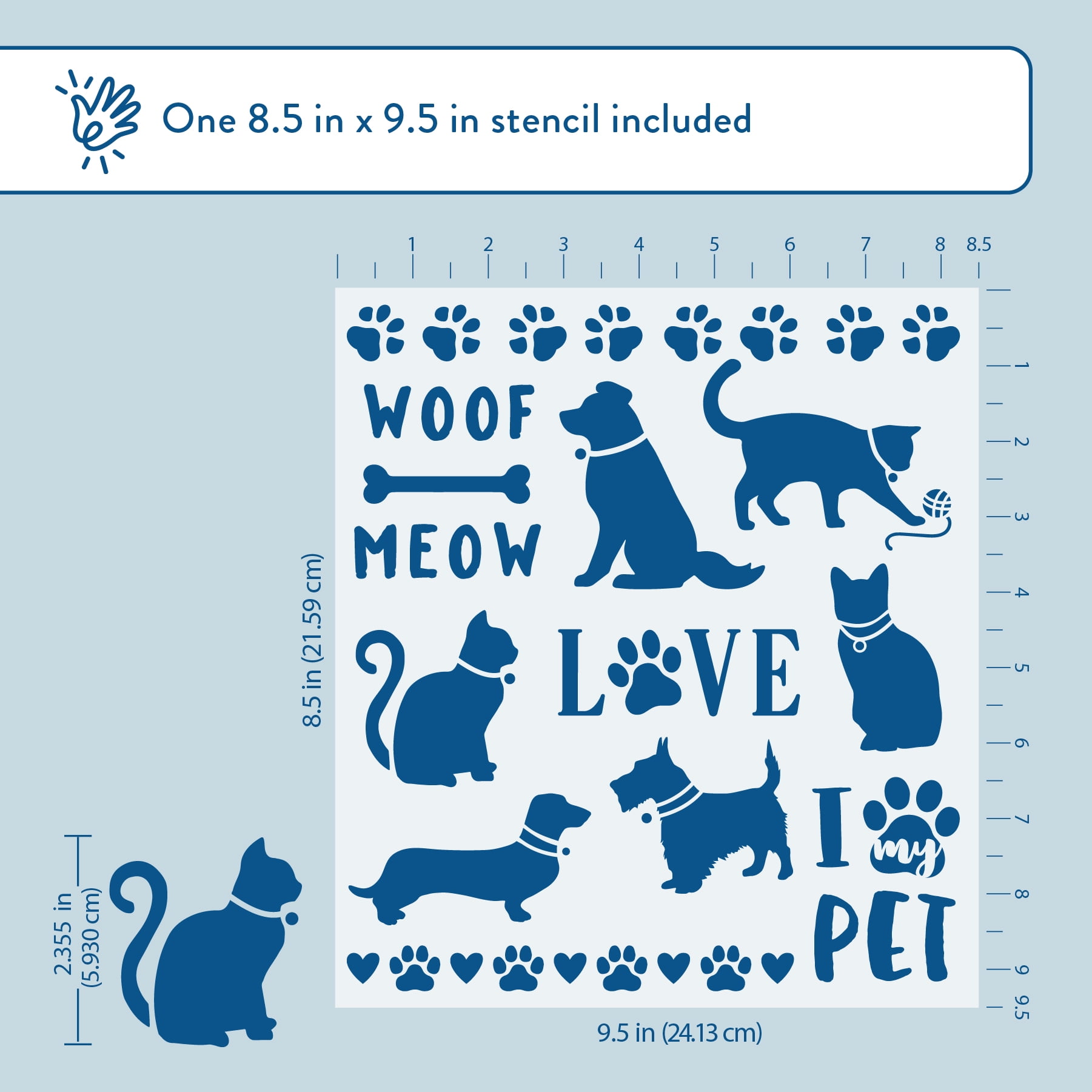 Hello Hobby Stencil Set, 8.5" x 9.5", 1 Piece, Pet